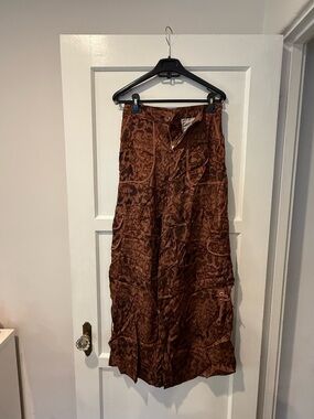 Anthropologie Brown Patterned wide leg pants
